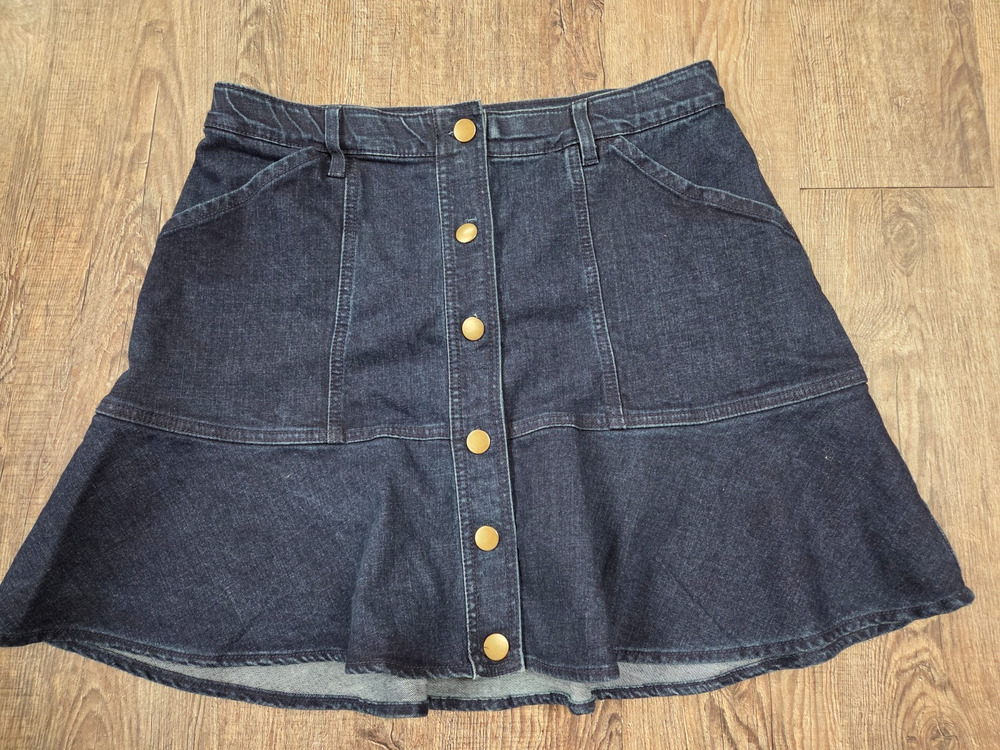 Draper James Button Front Denim Skirt Jean Dark Wash Size 12